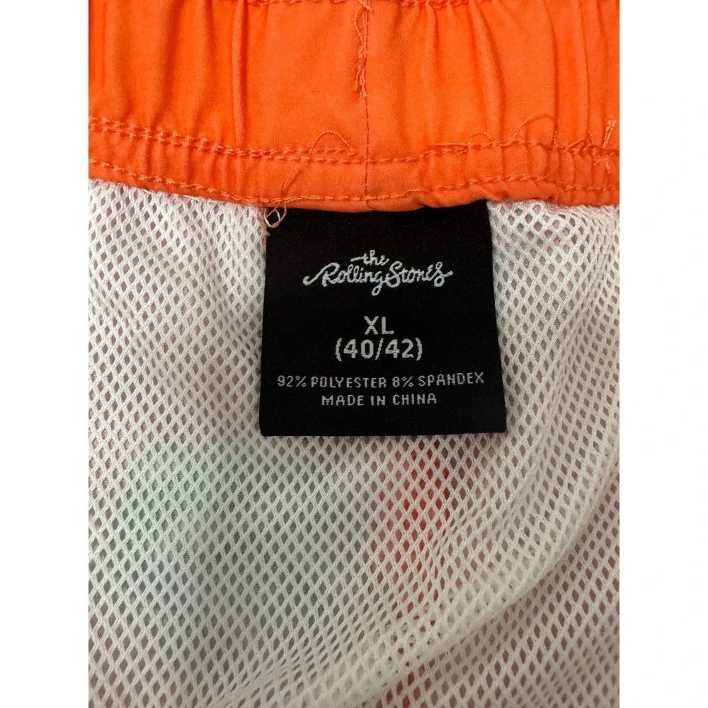 The Rolling Stones Mens Board Shorts Orange Tongue Logo Swim Trunks XL 40-42